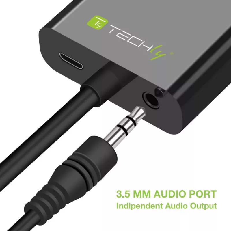 Adaptador conversor de cabo Techly HDMI para VGA com Micro USB e áudio IDATA HDMI-VGA2AU