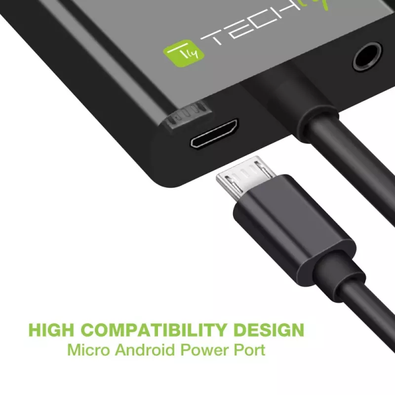 Adaptador conversor de cabo Techly HDMI para VGA com Micro USB e áudio IDATA HDMI-VGA2AU