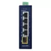 Switch Gigabit Ethernet não gerido PLANET IGS-510TF — 4 x 10/100/1000 Mbps, comutação 10 Gbit/s, 9–48V DC, montagem na parede