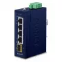 Switch Gigabit Ethernet não gerido PLANET IGS-510TF — 4 x 10/100/1000 Mbps, comutação 10 Gbit/s, 9–48V DC, montagem na parede