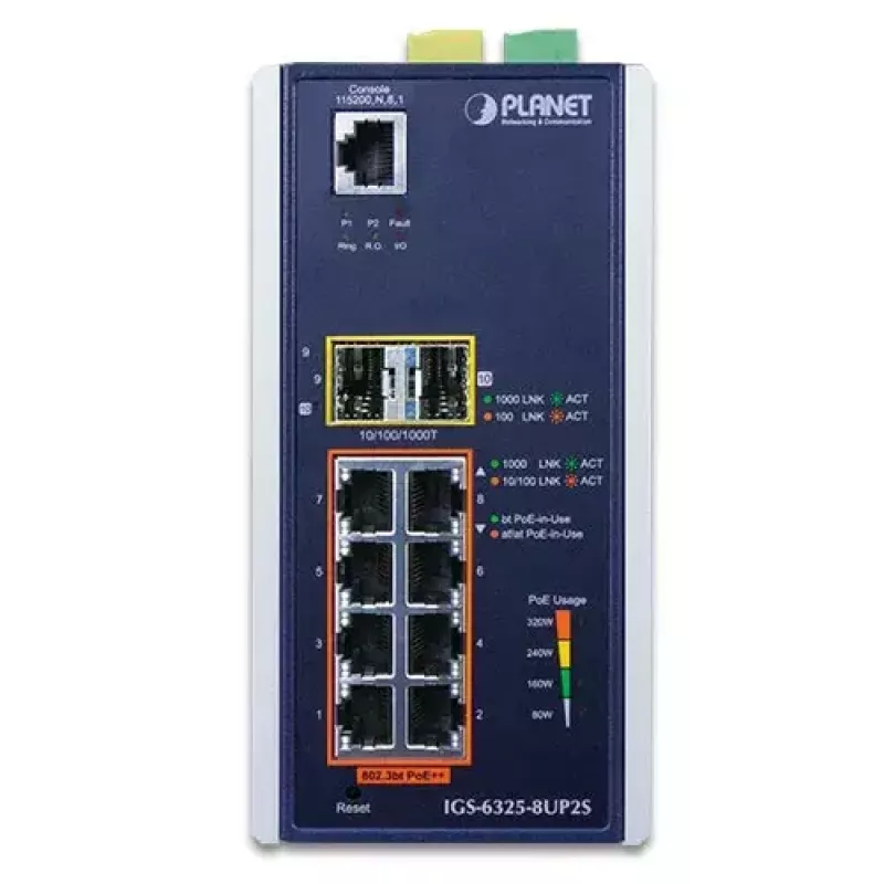 Switch L3 gerido PLANET IGS-6325-8UP2S 8 portas Gigabit Ethernet PoE
