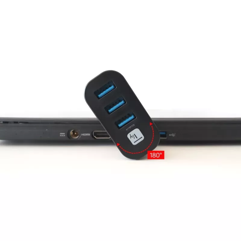 Techly IUSB3-HUB3-ROTB hub de interface USB 3.2 Gen 1 (3.1 Gen 1) Type-A 5000 Mbit/s preto