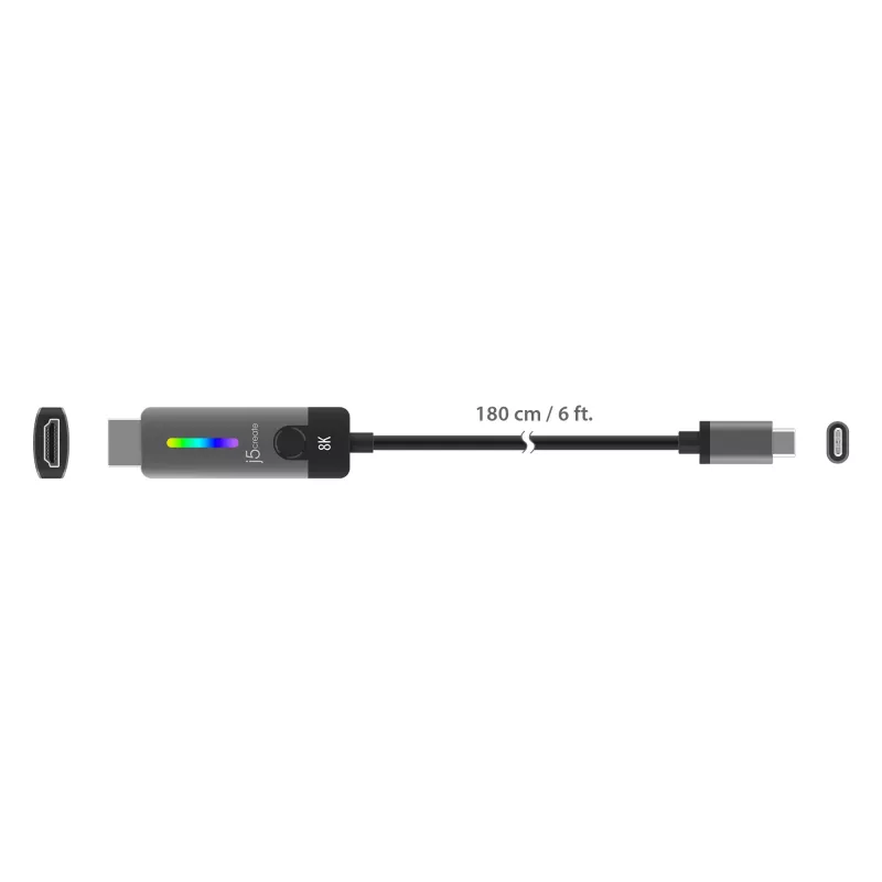 j5create JCC157-N cabo USB-C para HDMI 2.1 8K 1,79 m