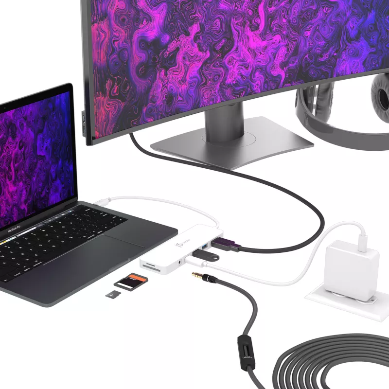 Adaptador múltiplo USB-C j5create JCD373-N 60W Power Delivery 4K