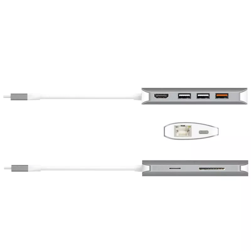 j5create JCD383 adaptador múltiplo USB-C™ 9 em 1, prateado e branco