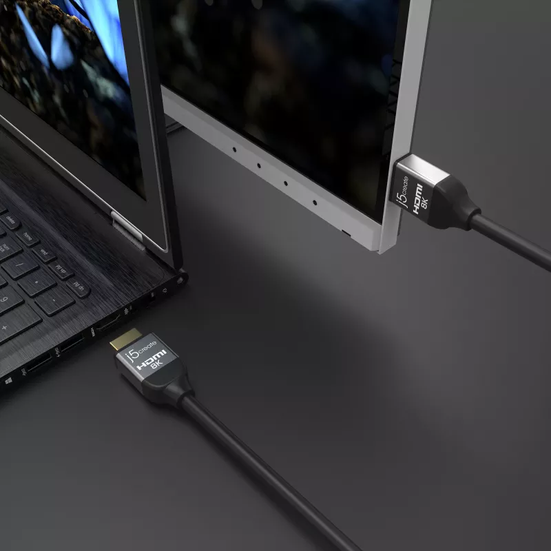 j5create JDC53 cabo HDMI™ Ultra High Speed 8K UHD, preto e cinzento, 2 m