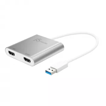 j5create JUA365 adaptador multi-monitor USB™ 3.0 para HDMI duplo, prateado