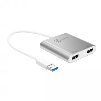 j5create JUA365 adaptador multi-monitor USB™ 3.0 para HDMI duplo, prateado