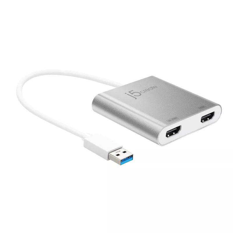 j5create JUA365 adaptador multi-monitor USB™ 3.0 para HDMI duplo, prateado