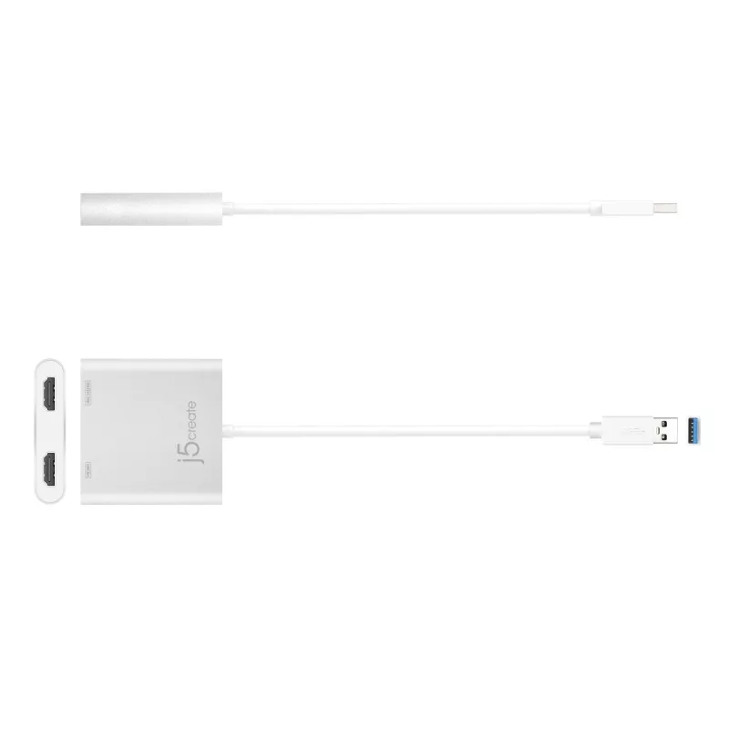 j5create JUA365 adaptador multi-monitor USB™ 3.0 para HDMI duplo, prateado