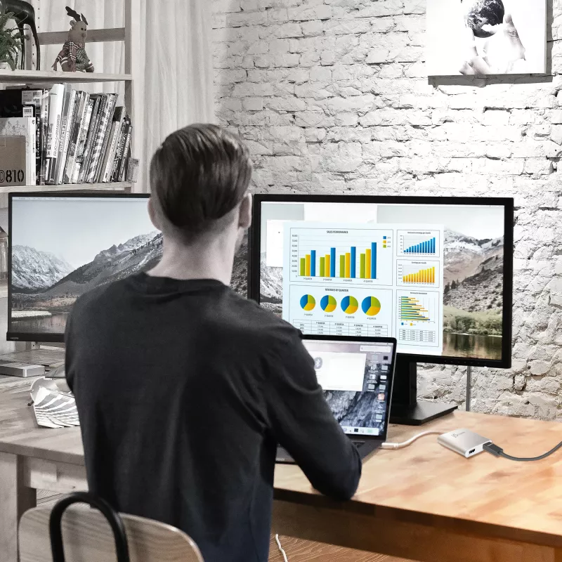 j5create JUA365 adaptador multi-monitor USB™ 3.0 para HDMI duplo, prateado