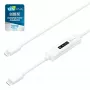 j5create JUCP14 cabo USB-C™ 2.0 para USB-C™ com medidor de potência OLED dinâmico, branco, 1,2 m