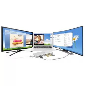 j5create JUD380 dock mini USB™ 3.0, 1x HDMI e 3x portas USB, prateado