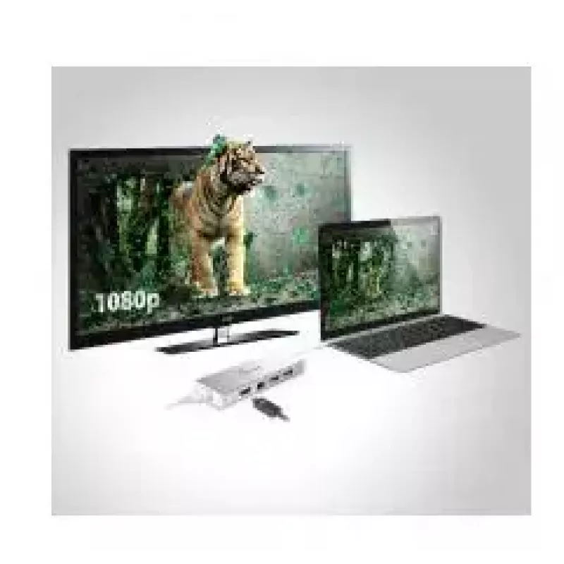 j5create JUD380 dock mini USB™ 3.0, 1x HDMI e 3x portas USB, prateado