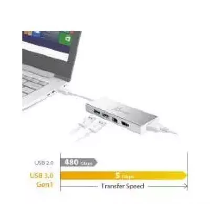 j5create JUD380 dock mini USB™ 3.0, 1x HDMI e 3x portas USB, prateado