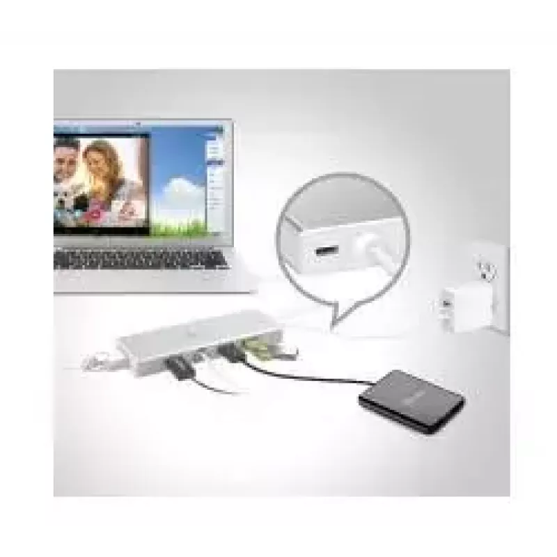 j5create JUD380 dock mini USB™ 3.0, 1x HDMI e 3x portas USB, prateado