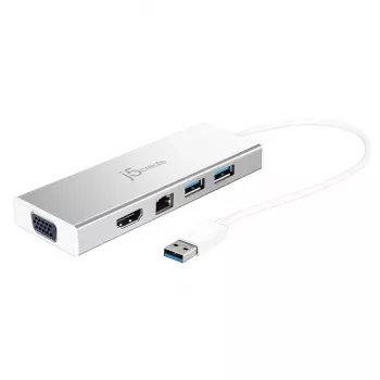j5create JUD380 dock mini USB™ 3.0, 1x HDMI e 3x portas USB, prateado