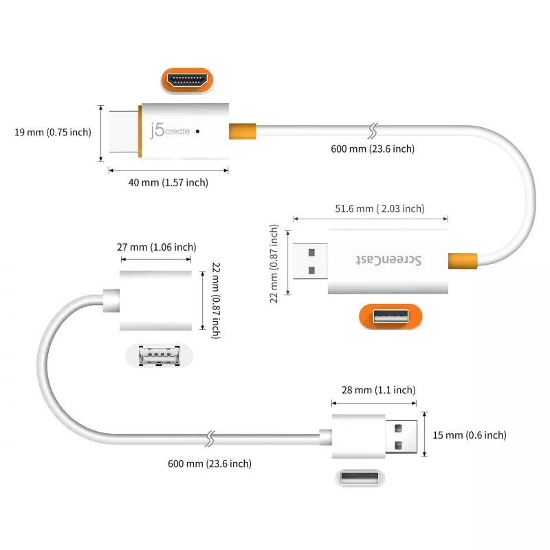 Recetor AV j5create JVAW56 adaptador de ecrã sem fios 1080p