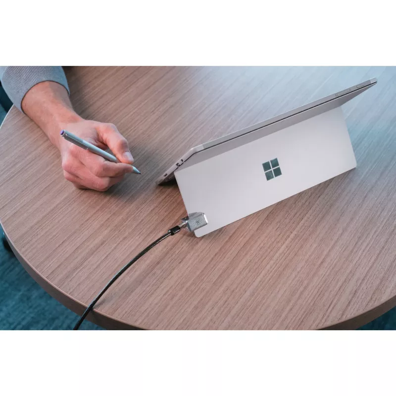 Cadeado de cabo com chave Kensington para Surface Pro e Surface Go, 1,8 m, Kensington, chave, aço carbono, preto, prateado