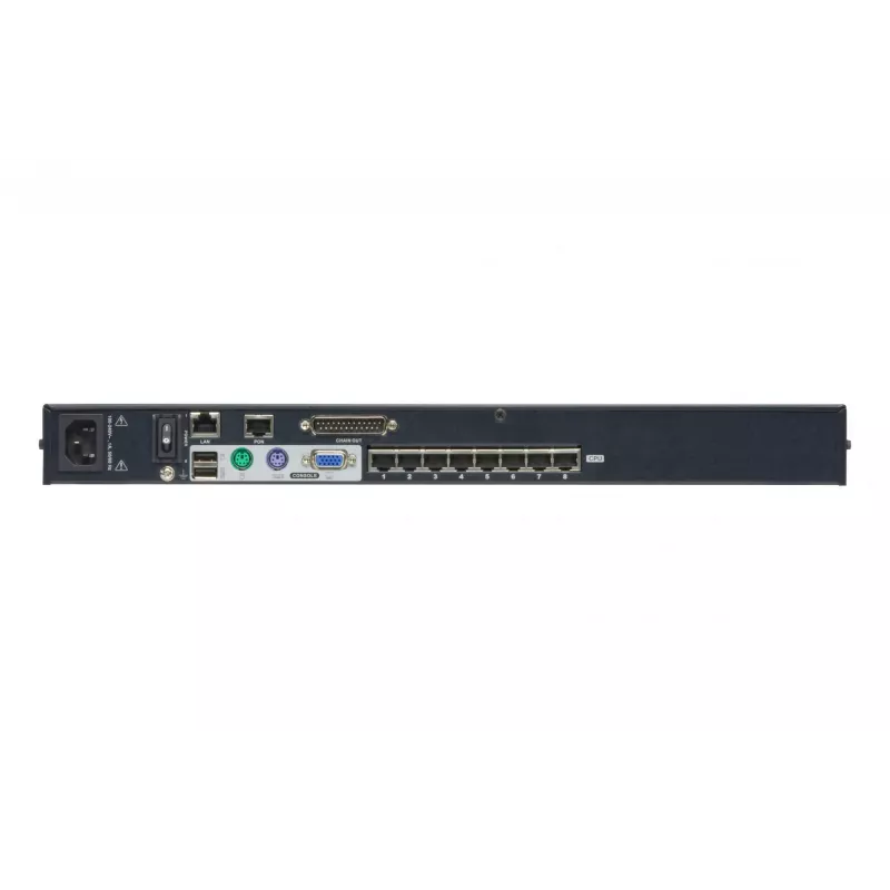 ATEN KH1508AI-AX-G comutador KVM sobre IP de 8 portas Cat5e/6 de alta densidade, VGA, USB/PS/2, 1920 x 1200 (WUXGA), montagem em rack 1U, preto