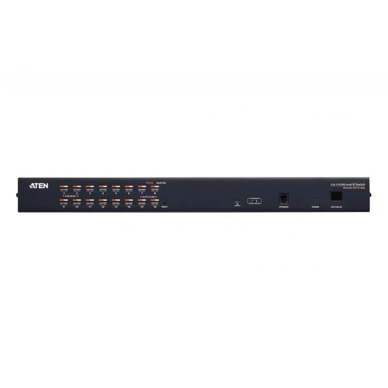 ATEN ALTUSEN KH1516AI-AX-G comutador KVM pela rede de 16 portas Cat5e, PS/2/USB, 1600 x 1200, Ethernet integrado, montagem em rack 1U, 12,5 W, preto