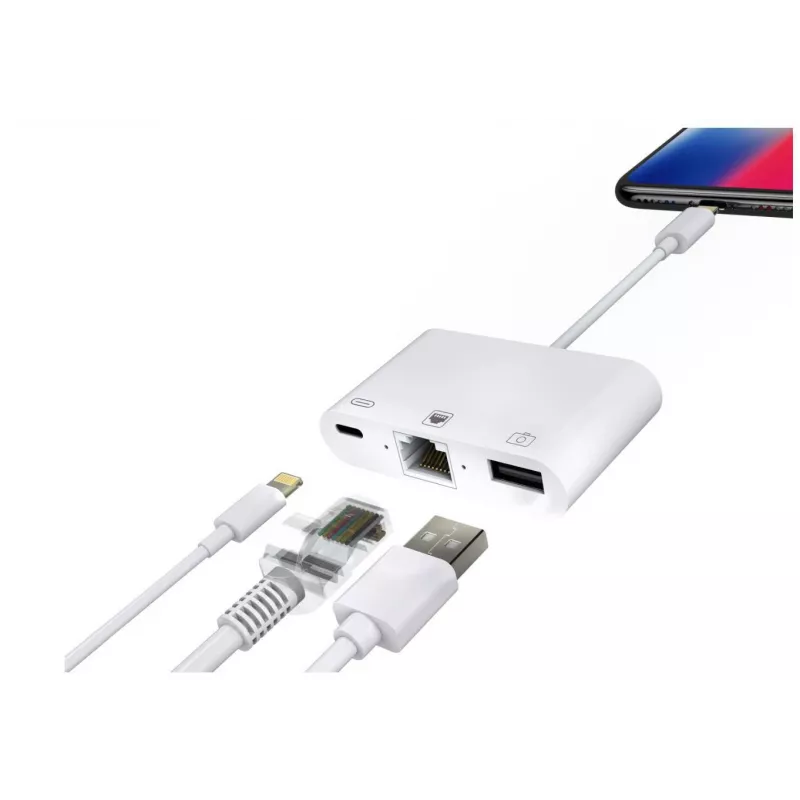 Microconnect LIGHT-HUB2 Dock para portátil/Replicador de portas Lightning branco