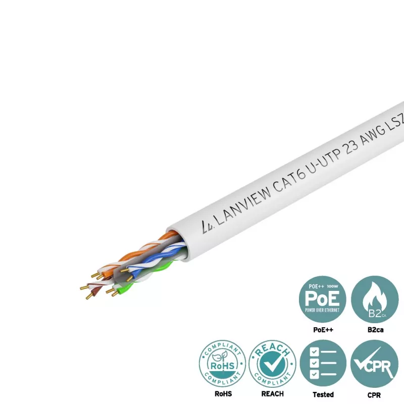 Cabo de rede Lanview LVN122114 305m Cat6 U/UTP 10000 Mbit/s branco