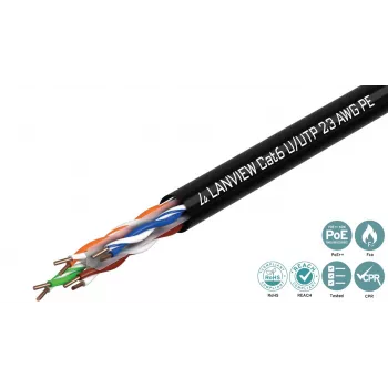 Cabo de rede Lanview LVN122151 preto 305 m Cat6 U/UTP UTP 10000 Mbit/s