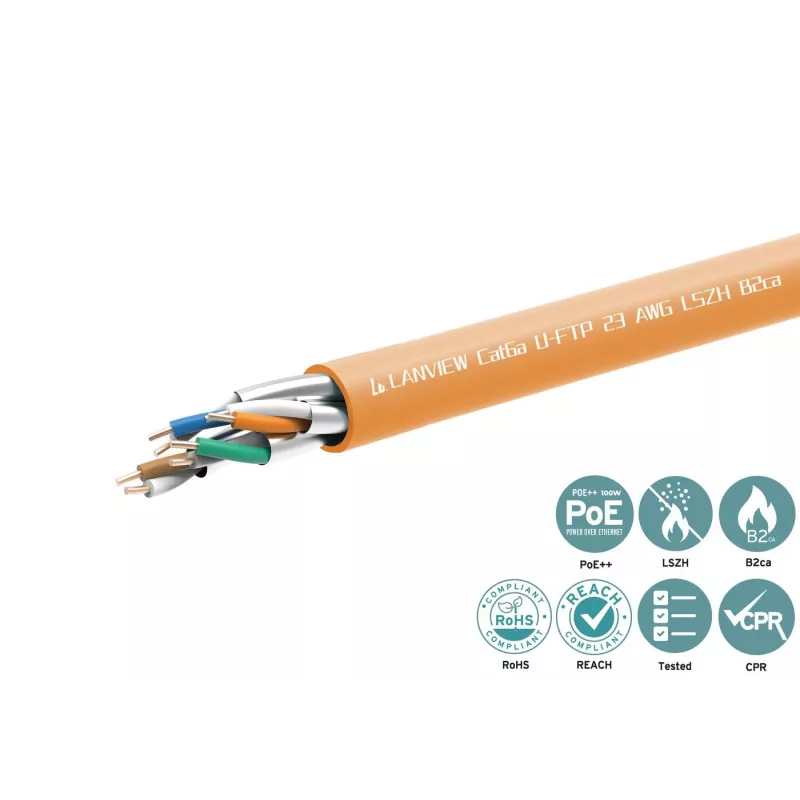 Cabo de rede Lanview LVN122153 RJ45 Cat6a 305 m laranja