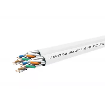 Cabo de rede duplo Cat6a U-FTP 4x2xAWG23 LSZH branco