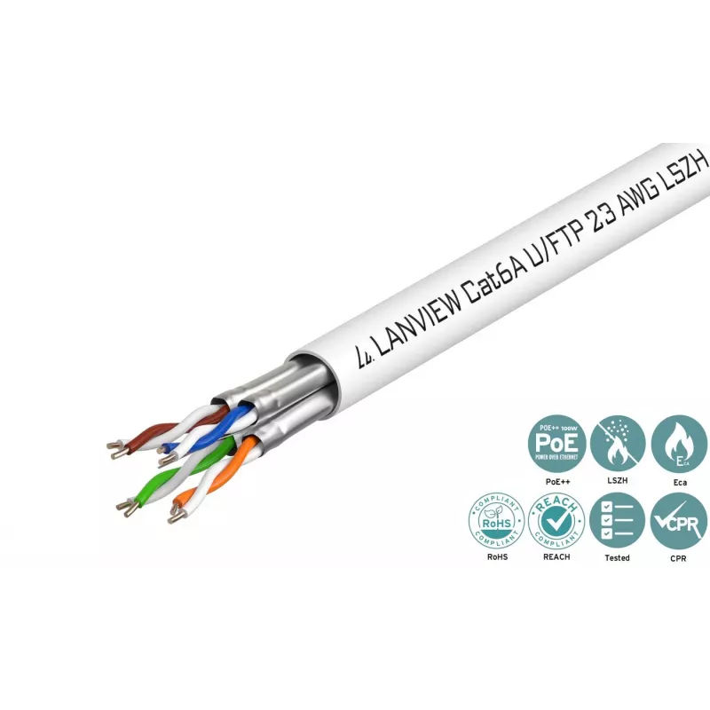Cabo de rede Lanview LVN122430 branco 500 m Cat6a U/FTP (STP)