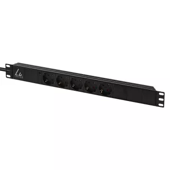 Lanview Distribuidor de energia para rack 19 polegadas 1U 10A, 5x Schuko (LVR-3MSCH-LIC-SCH5)