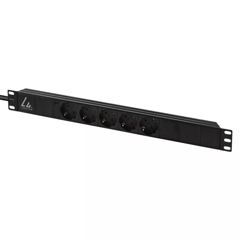 Lanview Distribuidor de energia para rack 19 polegadas 1U 10A, 5x Schuko (LVR-3MSCH-LIC-SCH5)