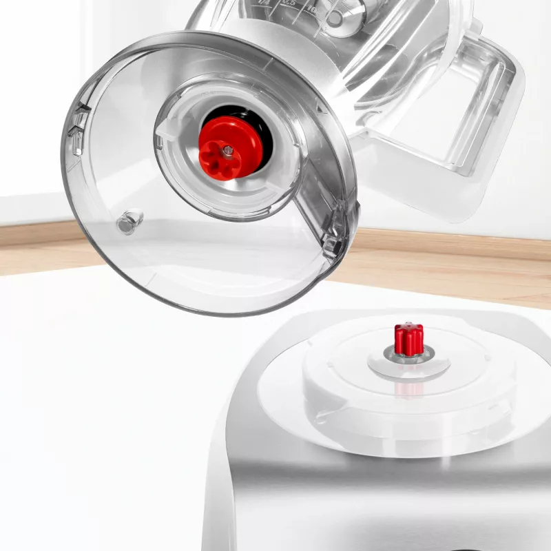Robot de cozinha Bosch MC812S814, 1250 W, taça de 3,9 l, Aço inoxidável/Branco, velocidade contínua, botão rotativo
