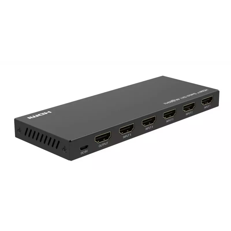Comutador de vídeo MicroConnect MC-HDMISWITCH0501-4K 4K 60Hz metal preto