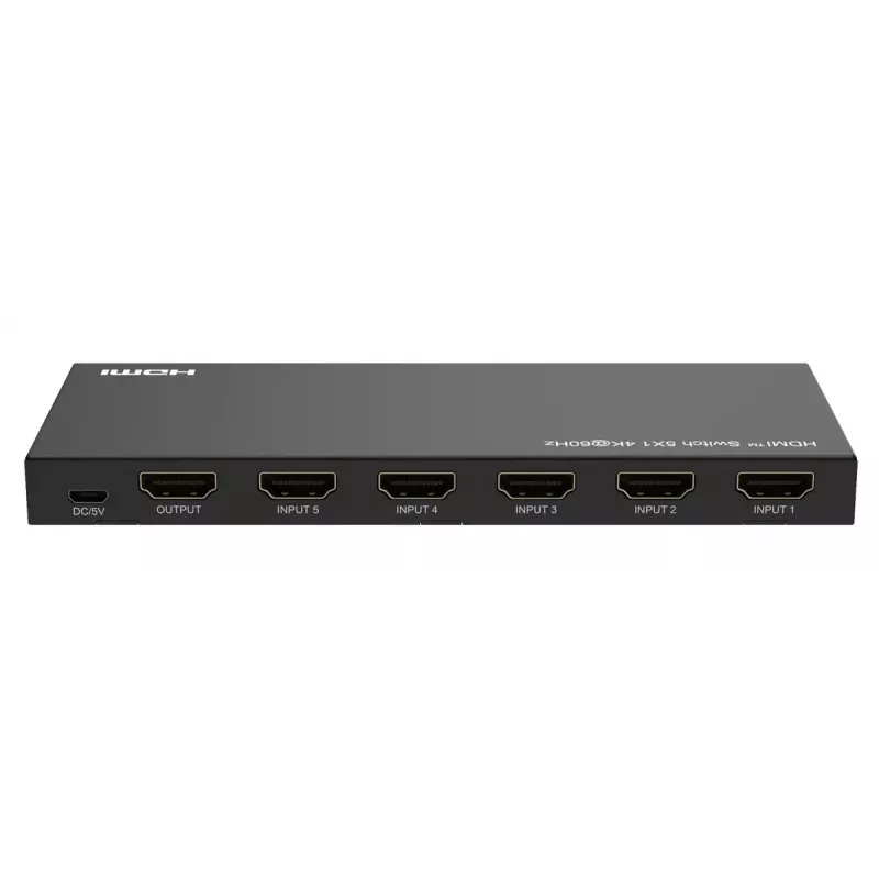 Comutador de vídeo MicroConnect MC-HDMISWITCH0501-4K 4K 60Hz metal preto