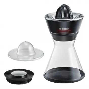 Espremedor de citrinos Bosch MCP72GPB — espremedor elétrico, aço inoxidável, recipiente de sumo de 1 litro, preto
