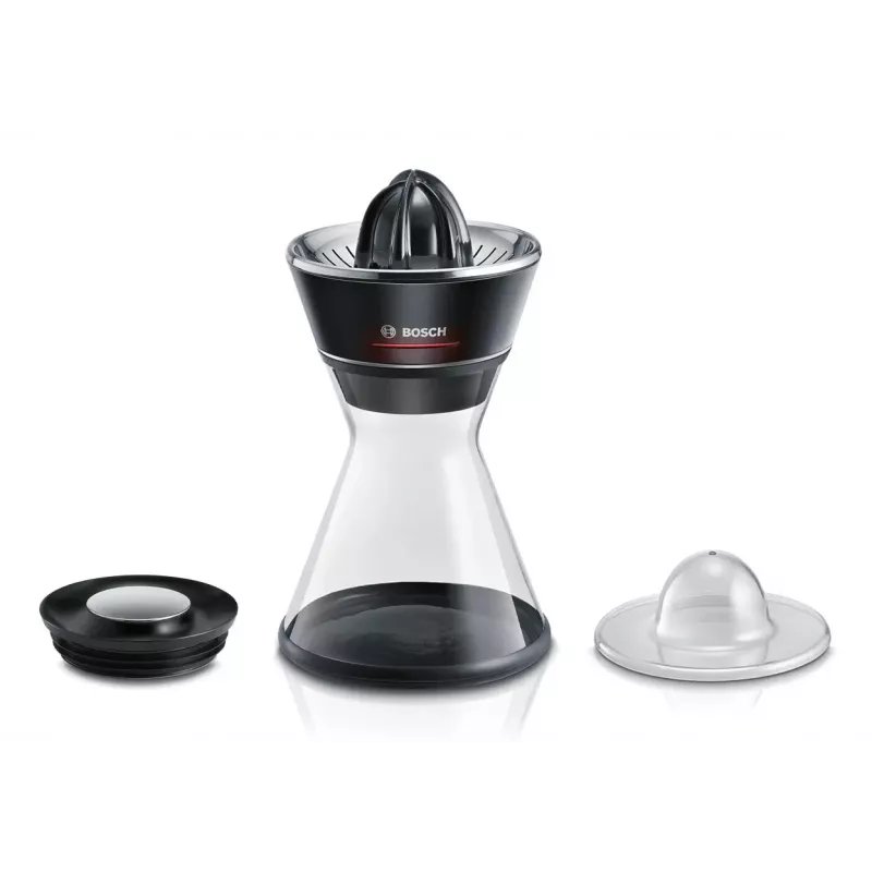 Espremedor de citrinos Bosch MCP72GPB — espremedor elétrico, aço inoxidável, recipiente de sumo de 1 litro, preto