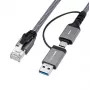 Microconnect CAT6 RJ45 FTP cabo adaptador para USB A-C, 3 metros adaptador de rede