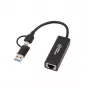Adaptador Microconnect MC-USBACNET1G USB-C para RJ-45 0,2 m preto