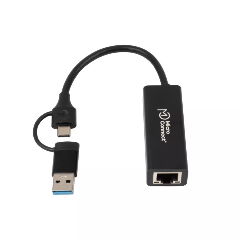 Adaptador Microconnect MC-USBACNET1G USB-C para RJ-45 0,2 m preto