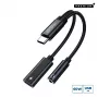 Microconnect MC-USBC-AUDIOCF adaptador de USB-C para USB-C PD e áudio de 3,5 mm, 13 cm, prateado