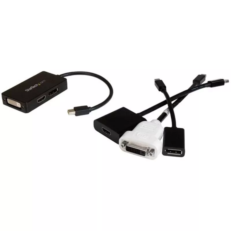 Adaptador A/V de viagem StarTech.com: conversor 3-em-1 Mini DisplayPort para DisplayPort, DVI ou HDMI