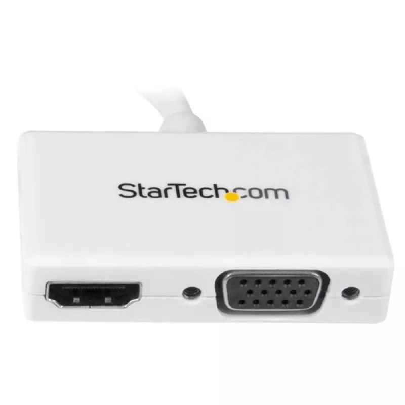 Adaptador A/V de viagem StarTech.com: conversor 2-em-1 Mini DisplayPort para HDMI ou VGA - branco