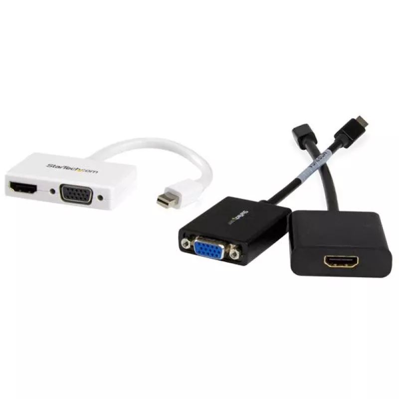 Adaptador A/V de viagem StarTech.com: conversor 2-em-1 Mini DisplayPort para HDMI ou VGA - branco