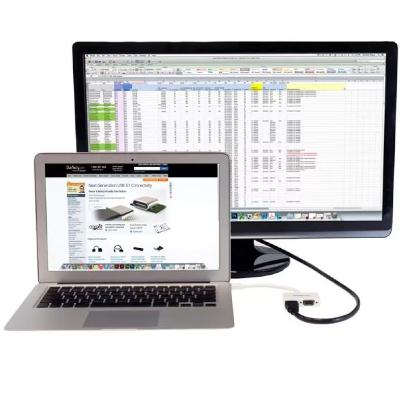 Adaptador A/V de viagem StarTech.com: conversor 2-em-1 Mini DisplayPort para HDMI ou VGA - branco