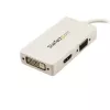 Adaptador A/V de viagem StarTech.com: conversor 3-em-1 Mini DisplayPort para VGA DVI ou HDMI - branco