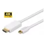 Adaptador de cabo de vídeo Microconnect MDPHDMI2-4K 2 m Mini DisplayPort HDMI Type-A (standard) branco