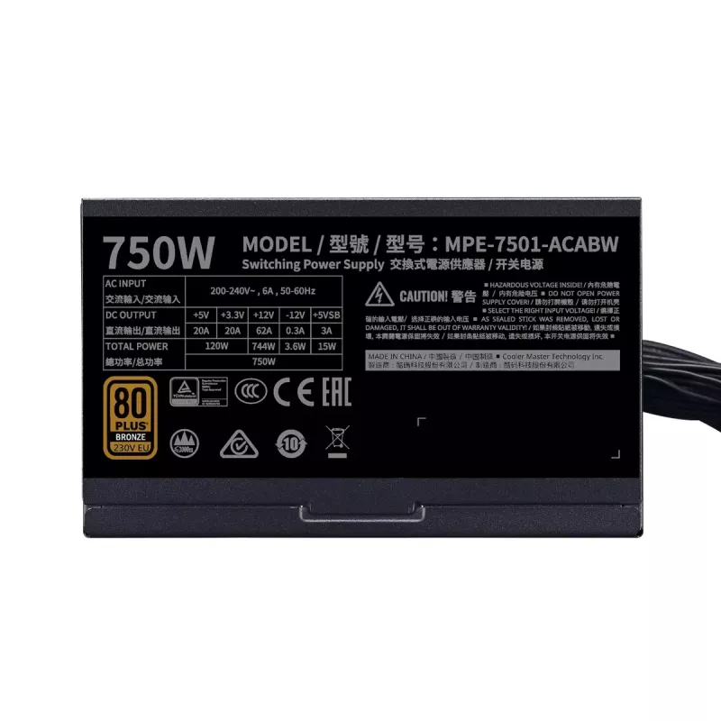 Fonte de alimentação Cooler Master MWE 750 Bronze 750 W