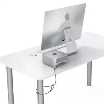 Adaptador de fechadura Compulocks Mac Studio Ledge Lock com chave Cabo de fechadura Prateado